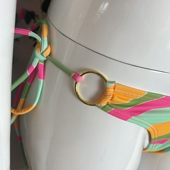 Forplay Strapless Cheeky Gold O‎ Ring Side Tie Bikini Size M RefFNB - Picture 8 of 13